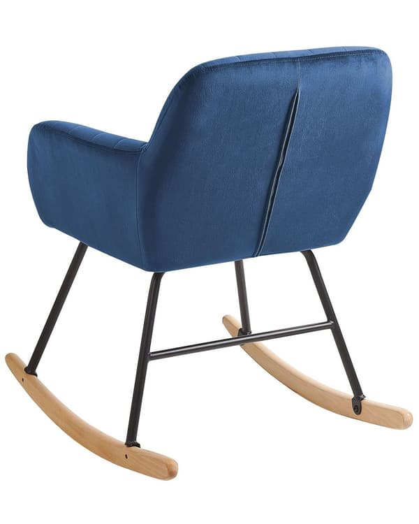 Gungstol Blå Sammet Metallben Träskridskor Modern