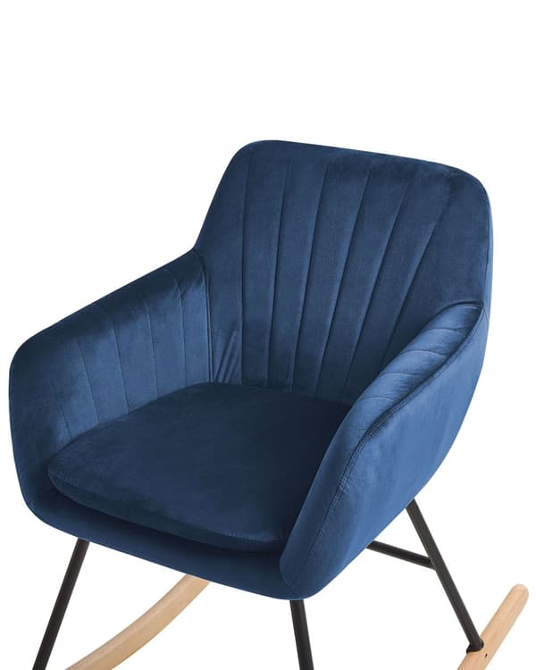 Gungstol Blå Sammet Metallben Träskridskor Modern