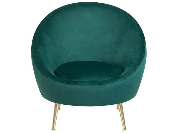 Fåtölj Mörkgrön Sammet Guldfärgade Ben Glam Retro