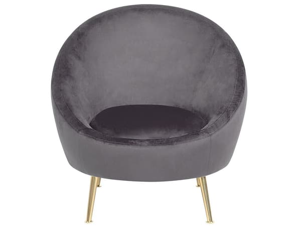 Fåtölj Grå Sammet Guldfärgade Ben Glam Retro