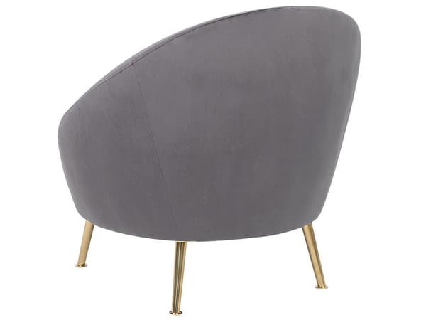 Fåtölj Grå Sammet Guldfärgade Ben Glam Retro