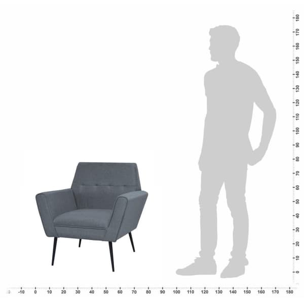 vidaXL Fåtölj ljusgrå stål och tyg