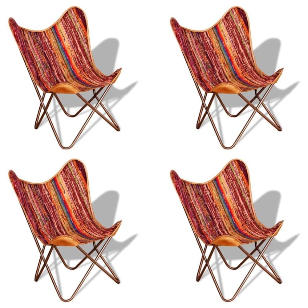 vidaXL Sommerfuglstoler 4 stk flerfarget chindistoff