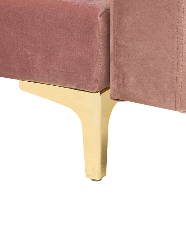 Lænestol Lyserød Velour med Skumfyld og Guld Forkromet Metal Moderne tuftet Chaiselong modulær klik klak funktion gæstevenlig