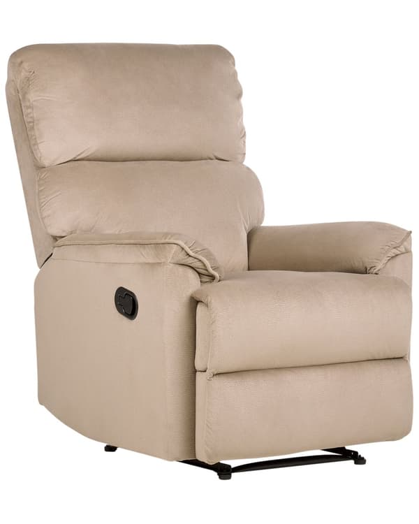 Lænestol Lysebrun Polyester Skum Bomuld 104 x 93 x 82 cm Hvilestol Armlæn Justerbar Indbygget Fodskammel Otiumstol Vippefunktion Retro Stil