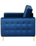 Miniatyrbillede 6 af 9: Lænestol Blå Velour Skumfyld og Guld Krom Metalben 106 x 88 x 83 cm Klassisk Moderne Ottoman Tuftet Klik Klak modul Sovefunktion Stue dekor
