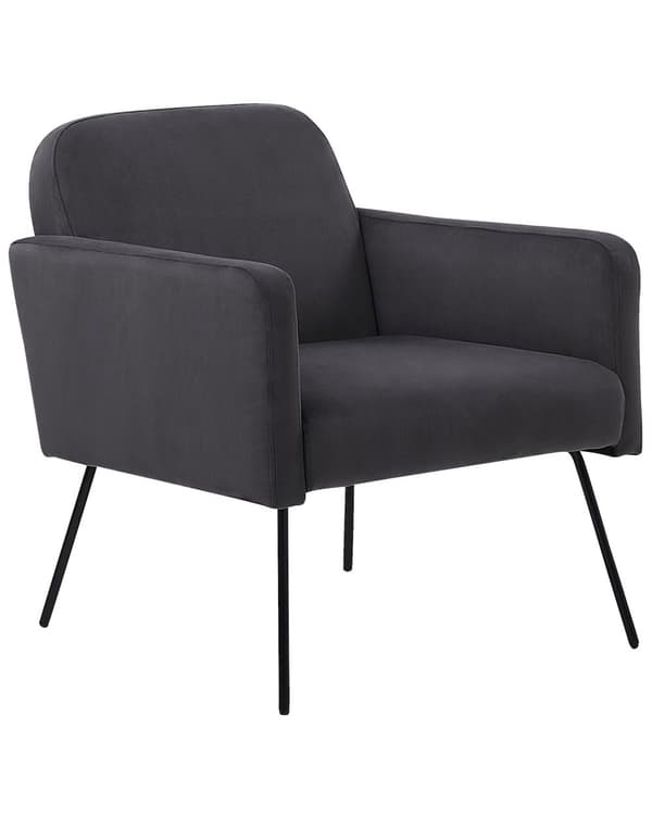 Lænestol Grå Sort Velour Tynde Metalben Dekorativ Konferencestol med Armlæn til Kontor Moderne Stue Tilbehør Klassisk