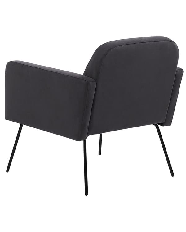 Fåtölj Grå Sammet Svarta Metallben Modern Retro Vardagsrum