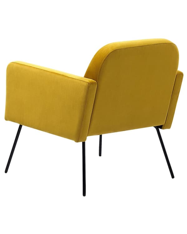 Fåtölj Gul Sammet Svarta Metallben Modern Retro Vardagsrum
