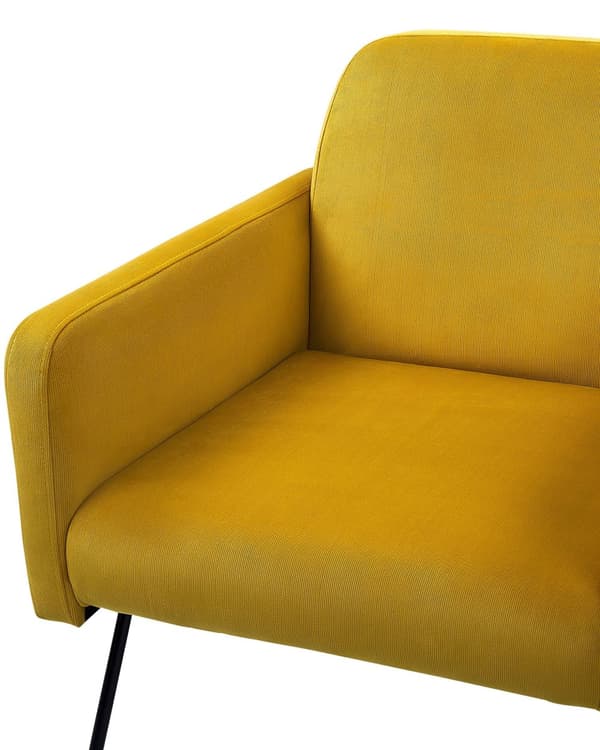 Fåtölj Gul Sammet Svarta Metallben Modern Retro Vardagsrum