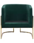 Miniatyrbild 6 av 9: Fåtölj Grön Sammet Guldfärgad Metallram Rund Ryggstöd Glam Stil