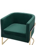 Miniatyrbild 7 av 9: Fåtölj Grön Sammet Guldfärgad Metallram Rund Ryggstöd Glam Stil