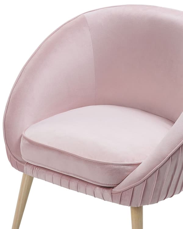 Nojatuoli vaaleanpunainen samettiverhoilu 73 x 54 x 73 cm puiset jalat moderni tyyli