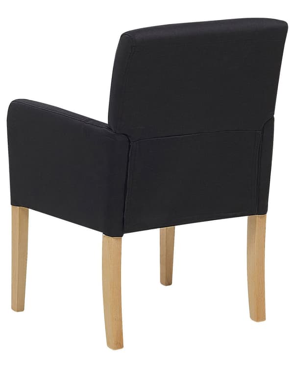 Tuoli musta 60 x 89 x 62 cm kangasverhoilu kumipuu käsinojat ruskeat jalat