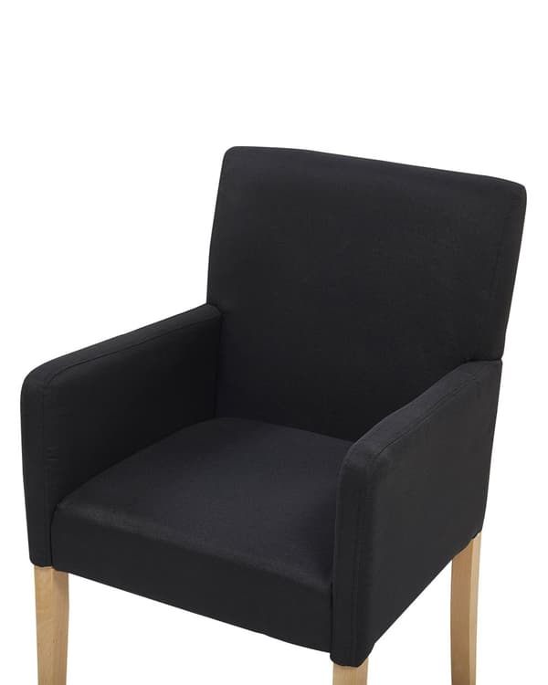Tuoli musta 60 x 89 x 62 cm kangasverhoilu kumipuu käsinojat ruskeat jalat