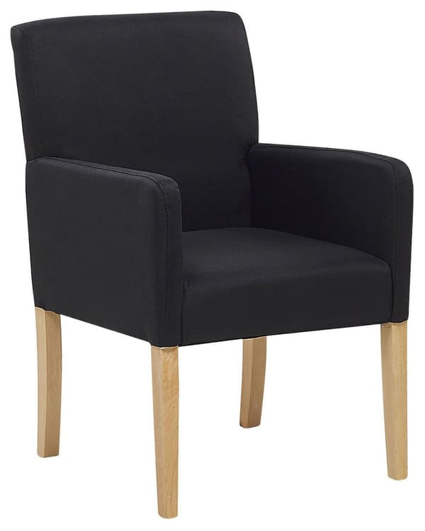 Tuoli musta 60 x 89 x 62 cm kangasverhoilu kumipuu käsinojat ruskeat jalat