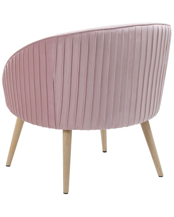 Lænestol Rosa Velour Forsænket Arme Træben Retro Stil