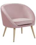 Miniatyrbillede 1 af 10: Lænestol Rosa Velour Forsænket Arme Træben Retro Stil