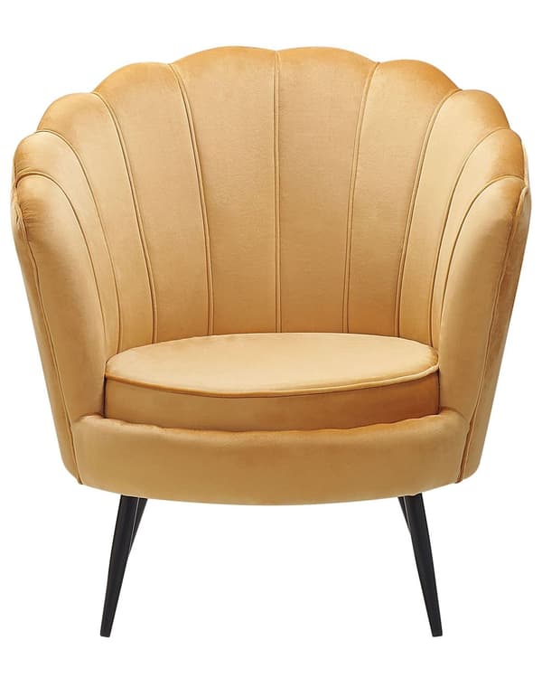 Lænestol Gul Velour Metalben Retro Stil