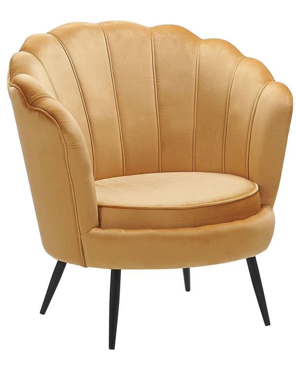 Lænestol Gul Velour Metalben Retro Stil