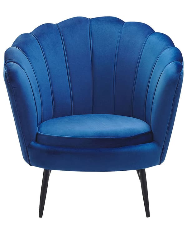 Lænestol Mørkeblå Velour Metalben Retro Stil