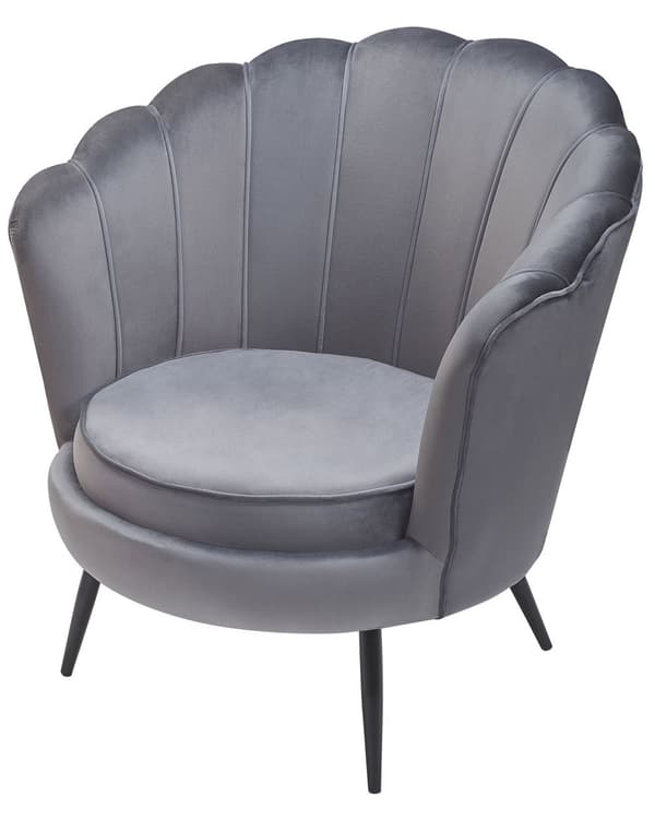 Lænestol Grå Velour Metalben Retro Stil