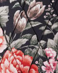 Miniatyrbild 11 av 11: Fåtölj med Fotpall Svart Tyg Blommig Träben Öronlappsfåtölj