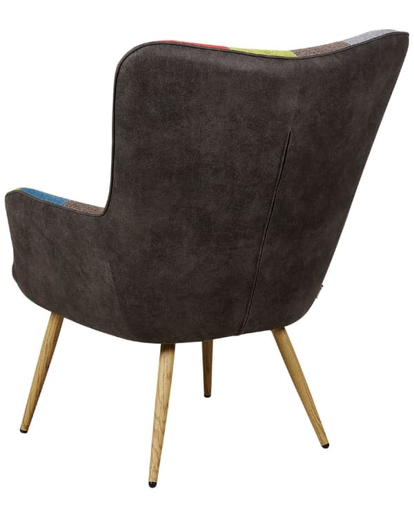 Fåtölj med Fotpall Flerfärgad Tyg Lappteknik Dekorativa Knappar Modern Stil