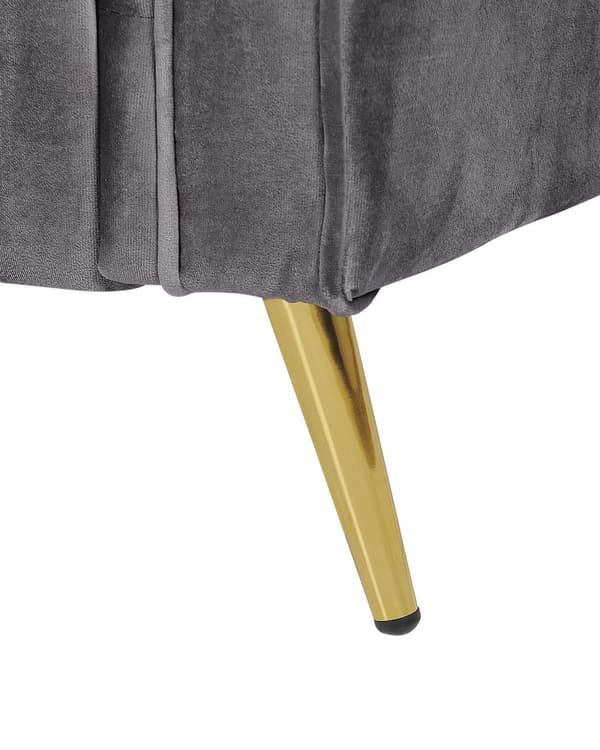 Fåtölj Grå Sammet Klädsel Guldfärgade Metallben Avtagbara Sitt- och Ryggkuddar Retro Glam