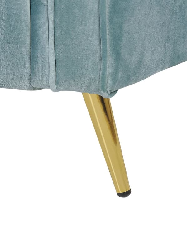 Lænestol Mintgrøn Velour Stof Polstring Guld Metal Ben Aftagelige Sæde og Rygpuder Retro Glamourøs Stil