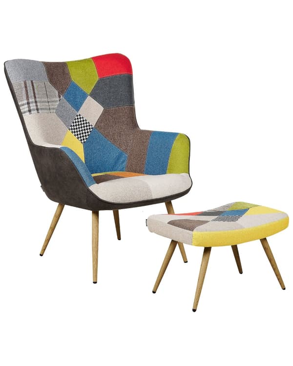 Lænestol med Osmannisk Flerfarvet Stof med Knapper Retro Stil Patchwork