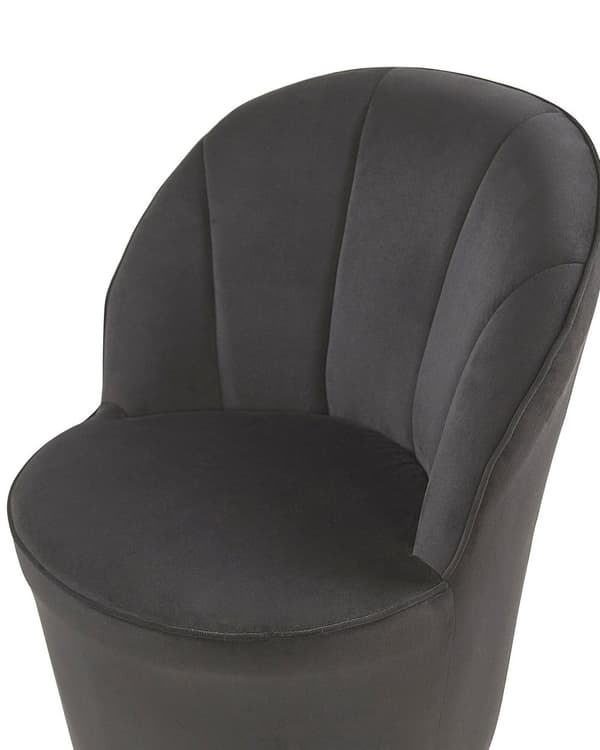 Lænestol Sort Velour Skumfyld og Guld Blank Metalbase 72 x 61 cm Rund Blød Glamourøs Klub Oppustet Stil Høj Komfort Kvalitet Stue Indretning