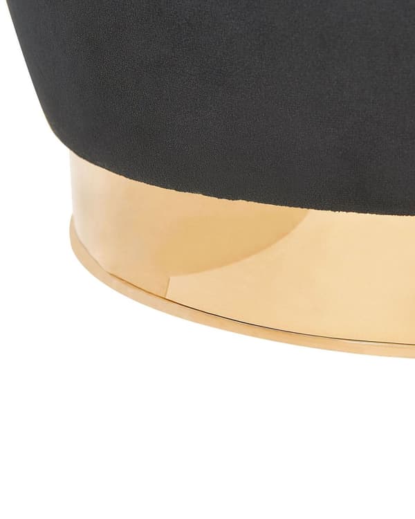 Lænestol Sort Velour Skumfyld og Guld Blank Metalbase 72 x 61 cm Rund Blød Glamourøs Klub Oppustet Stil Høj Komfort Kvalitet Stue Indretning