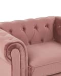 Miniatyrbillede 6 af 9: Chesterfield Lænestol Lyserød Velour med Sorte Træben 110 x 75 x 70 Bred Tyk Polstret Armstol Knap Tuftet Venetiansk Barok stil Stue Dekor