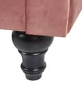 Miniatyrbillede 7 af 9: Chesterfield Lænestol Lyserød Velour med Sorte Træben 110 x 75 x 70 Bred Tyk Polstret Armstol Knap Tuftet Venetiansk Barok stil Stue Dekor