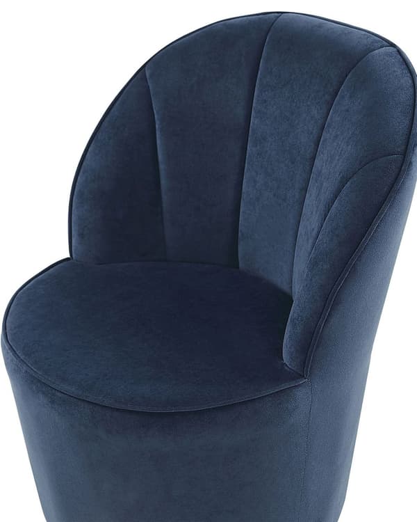 Lænestol Mørkeblå Velour Skumfyld Guld Blank Metalbase 72 x 61 cm Rund Blød Glamourøs Klub Oppustet Stil Høj Komfort Kvalitet Stue Indretning