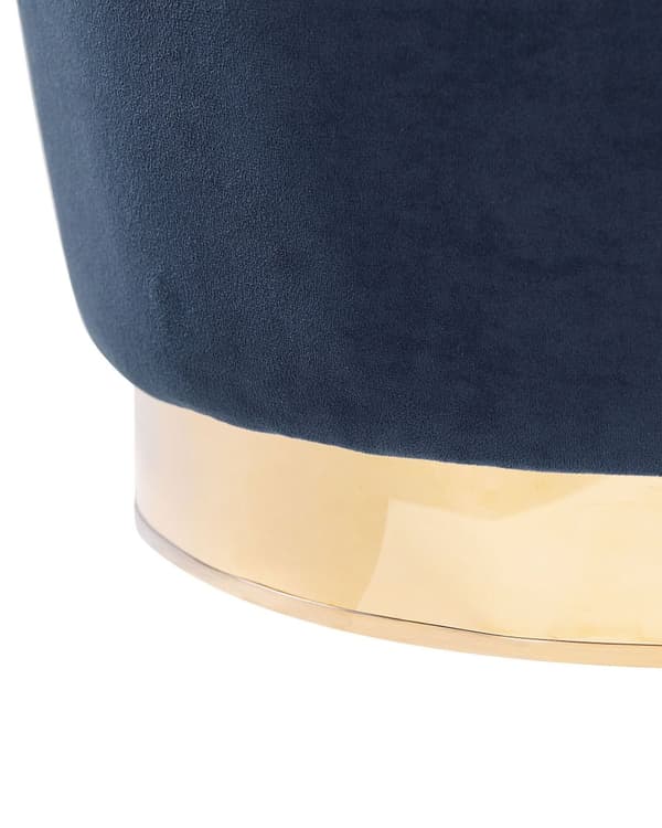 Lænestol Mørkeblå Velour Skumfyld Guld Blank Metalbase 72 x 61 cm Rund Blød Glamourøs Klub Oppustet Stil Høj Komfort Kvalitet Stue Indretning