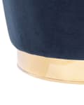 Miniatyrbillede 7 af 8: Lænestol Mørkeblå Velour Skumfyld Guld Blank Metalbase 72 x 61 cm Rund Blød Glamourøs Klub Oppustet Stil Høj Komfort Kvalitet Stue Indretning