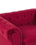 Miniatyrbillede 6 af 9: Chesterfield Lænestol Mørkerød Velour med Sorte Træben 110 x 75 x 70 Bred Tyk Polstret Armstol Knap Tuftet Venetiansk Barok stil Stue Dekor
