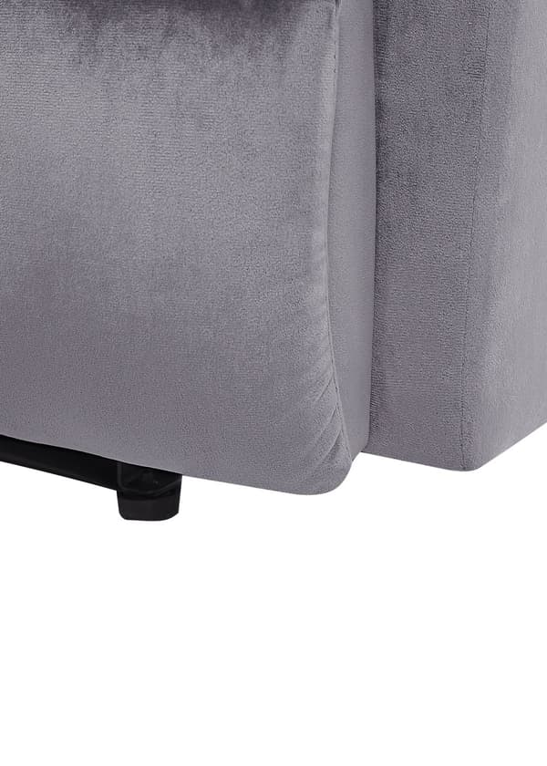 Fåtölj Grå Sammet Klädsel Justerbart Ryggstöd och Fotstöd Retro Design