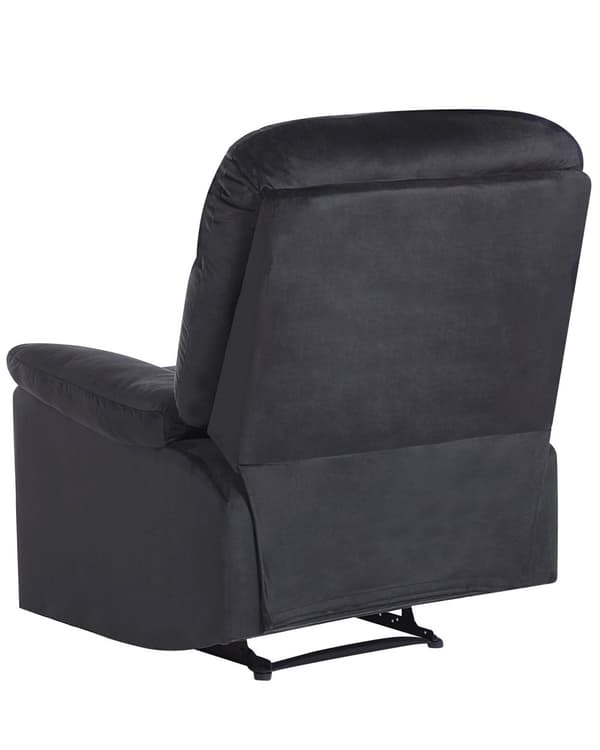 Fåtölj Svart Sammet Klädsel Justerbart Ryggstöd och Fotstöd Retro Design