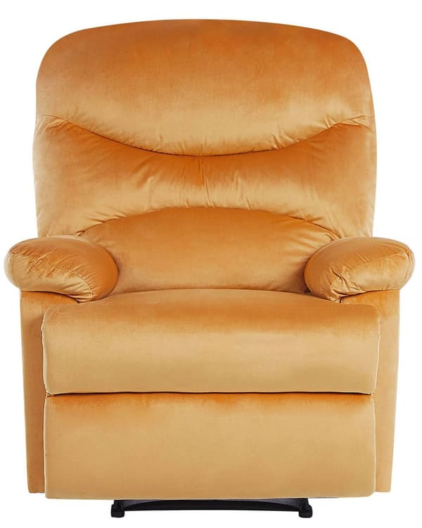 Fåtölj Gul Sammet Klädsel Justerbart Ryggstöd och Fotstöd Retro Design