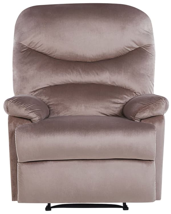 Lænestol Taupe Velour Sort Metal 103 x 90 x 85 cm Hvilestol Armlæn Justerbar Indbygget Fodskammel Otiumstol Vippefunktion Retro Stil