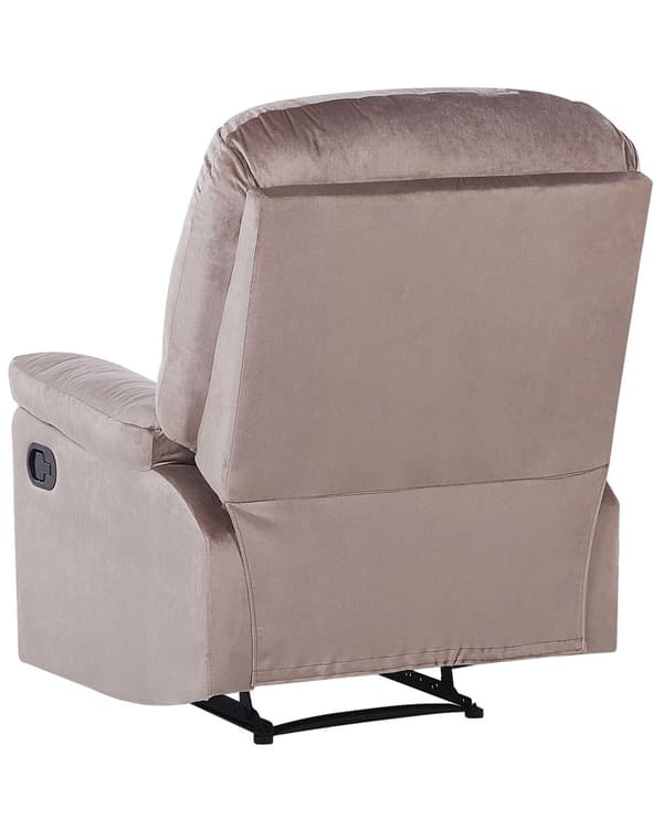 Lænestol Taupe Velour Sort Metal 103 x 90 x 85 cm Hvilestol Armlæn Justerbar Indbygget Fodskammel Otiumstol Vippefunktion Retro Stil