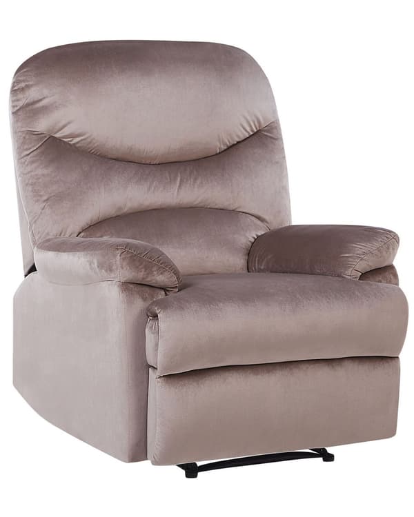 Lænestol Taupe Velour Sort Metal 103 x 90 x 85 cm Hvilestol Armlæn Justerbar Indbygget Fodskammel Otiumstol Vippefunktion Retro Stil