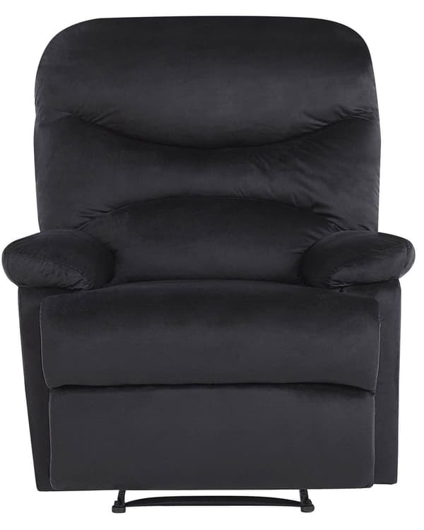 Lænestol Sort Velour Metal 103 x 90 x 85 cm Hvilestol Armlæn Justerbar Ryg Indbygget Fodskammel Otiumstol Vippefunktion Retro Stil