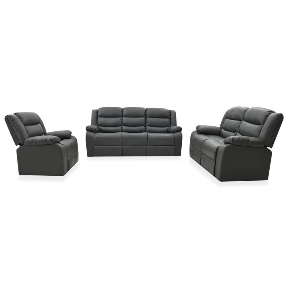 vidaXL sofasæt 3 dele med lænefunktion kunstlæder grå