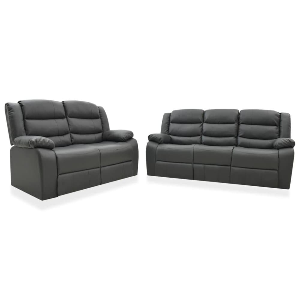 vidaXL sofasæt 2 dele med lænefunktion kunstlæder grå