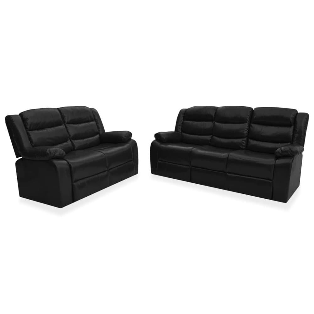 vidaXL sofasæt 2 dele med lænefunktion kunstlæder sort