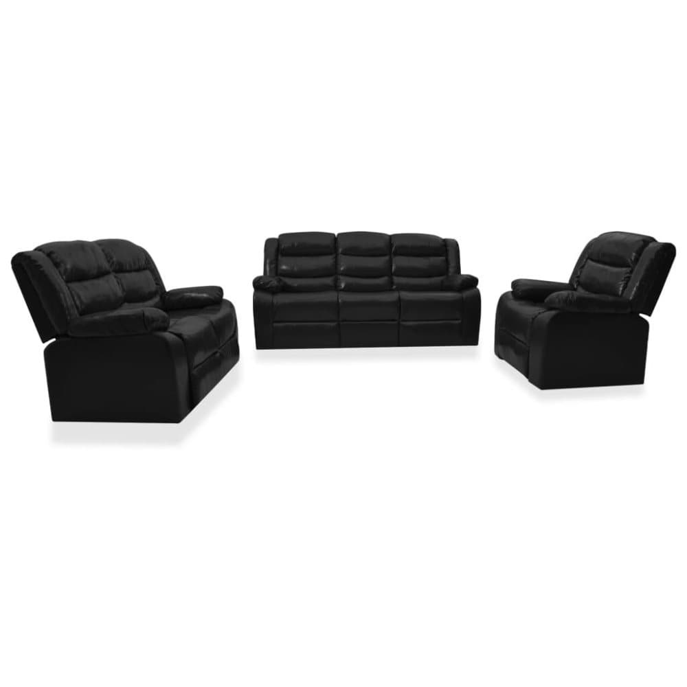 vidaXL sofasæt 3 dele med lænefunktion kunstlæder sort